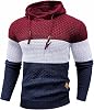 HYPESTFIT Men's Hoodies Pullover Long Sleeve Hooded Colour Block Knitted Sweatshirt Top Casual