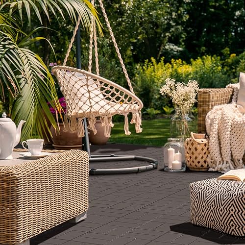 Vista 30 de Goovilla Azulejos de plástico entrelazados para terraza, paquete de 9 pisos de patio al aire libre, azulejos entrelazados de 12 x 12 pulgadas