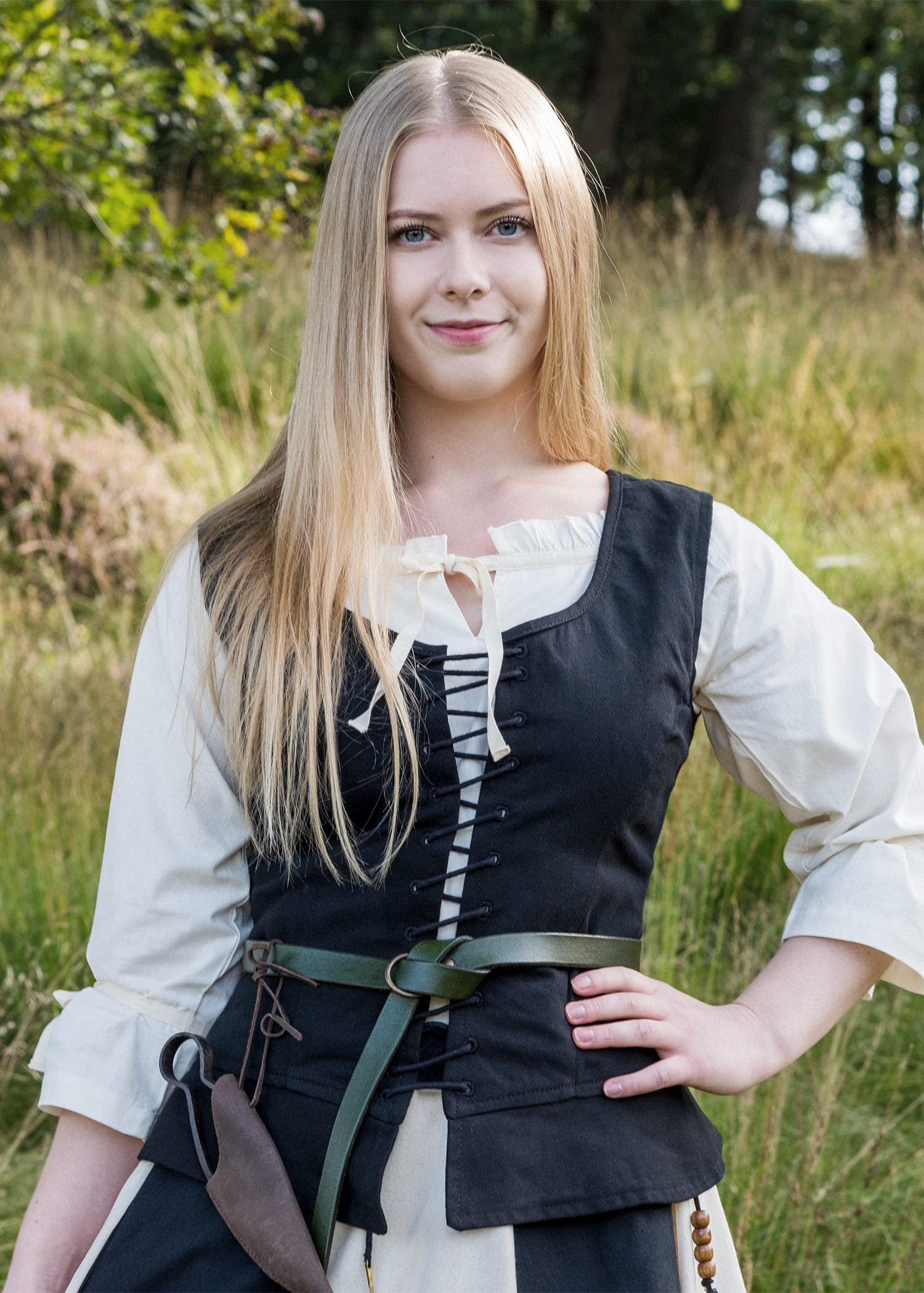 Battle-Merchant Średniowieczna bluzka Birga z bawełny z rękawem 3/4 - średniowieczna odzież damska - różne kolory i rozmiary