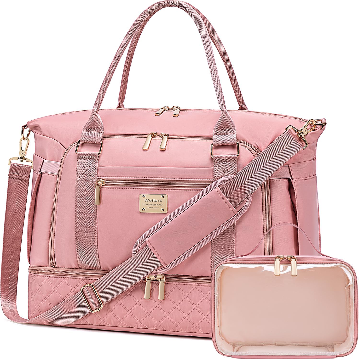 Weitars Gym Duffel Bag - Women's Travel Weekender with Shoes Compartment & Wet Pocket - Large Carry On