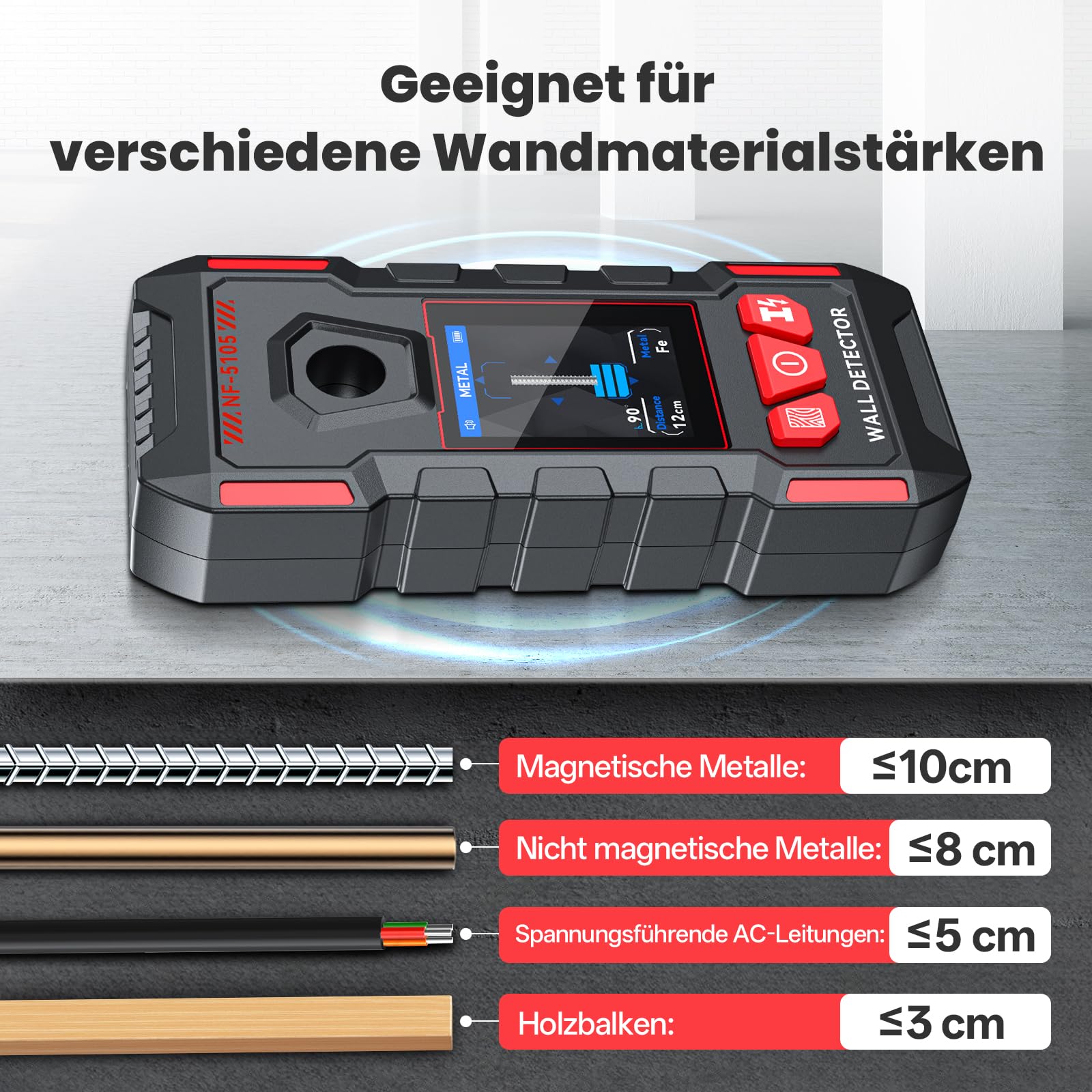 Leitungssuchgerät Wand Kabelfinder, Multifunktional Wand Scanner Detektor