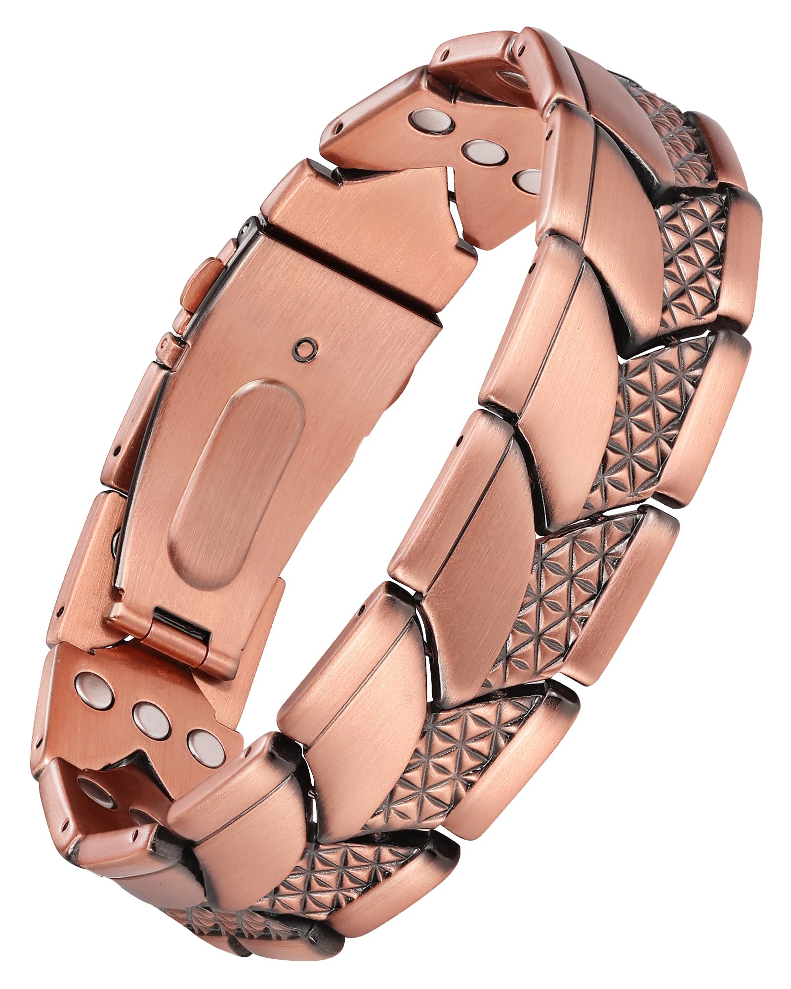 Feraco Pure Copper Magnetic Bracelet for Men,3X Strength Magnets Jewelry