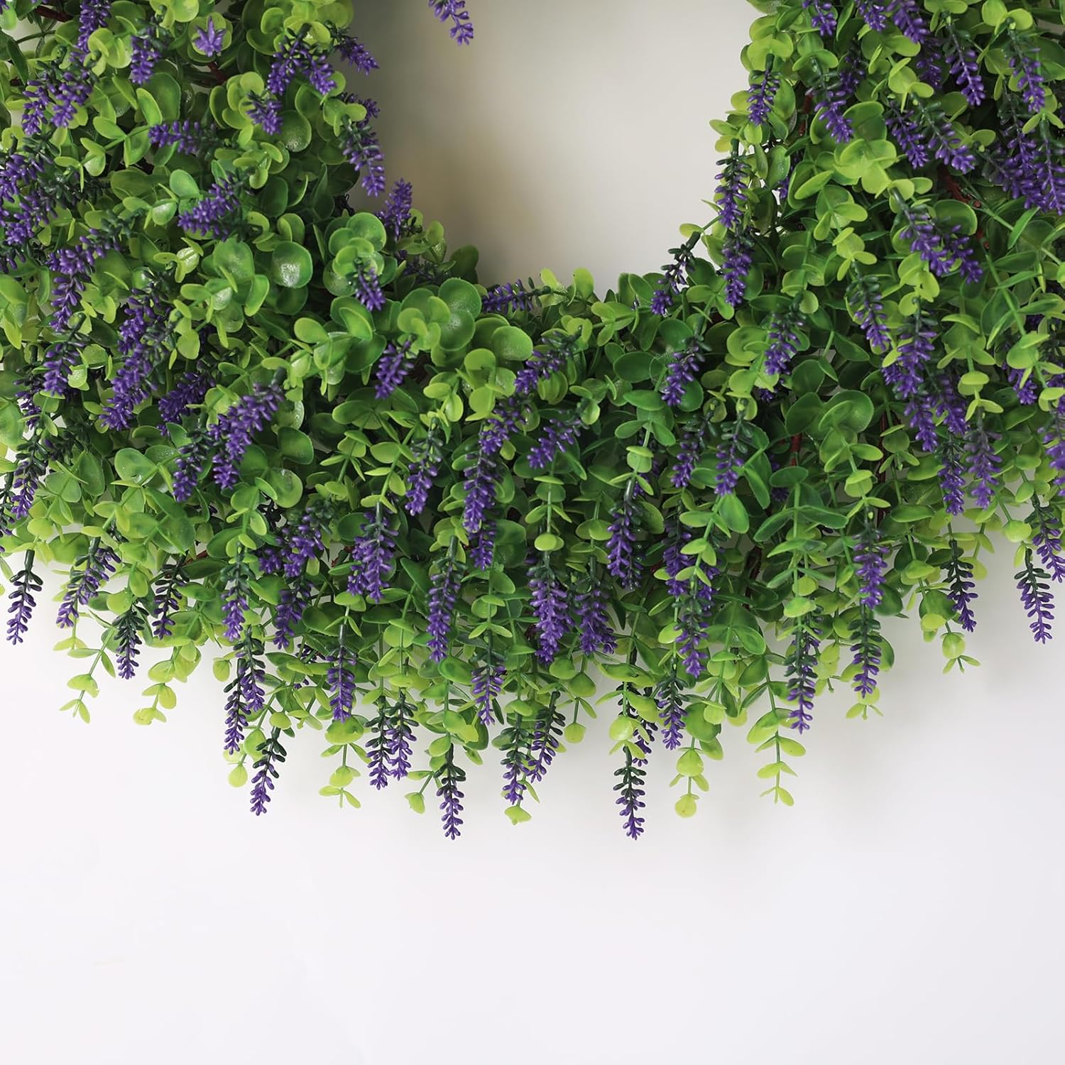 26" Artificial Lavender & Eucalyptus Wreath for Front Door - UV Resistant Faux Greenery Outdoor Wreath for Wall, Window, Farmhouse, Spring, Summer Decor