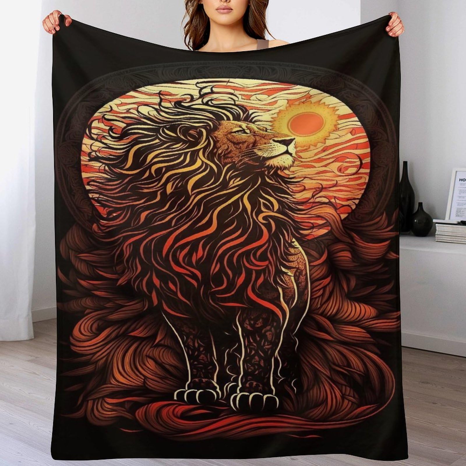Couverture polaire lion contre le froid pour retrouver un lit chaud et moelleux