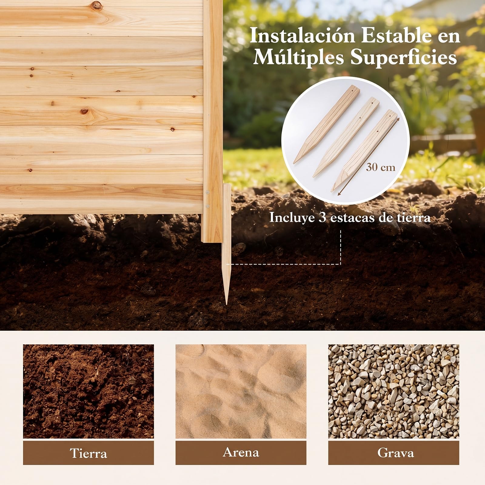 COSTWAY Valla de Privacidad de 2 Paneles, 1190 x 1190 mm, Vallas Jardín de Madera Abeto con Estacas de Tierra Metálicas, Pantallas para Cubos de Basura para Jardín (Natural)