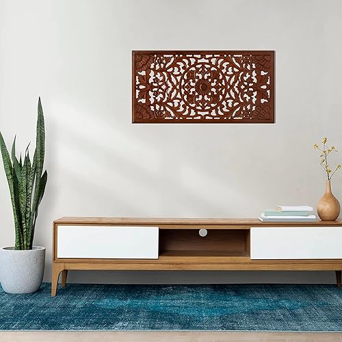 Miniatura 10 de Homebia Designs Decoración tradicional Jharokha pintada a mano de madera para colgar en la pared, perfecta para Navidad, Año Nuevo, decoración de