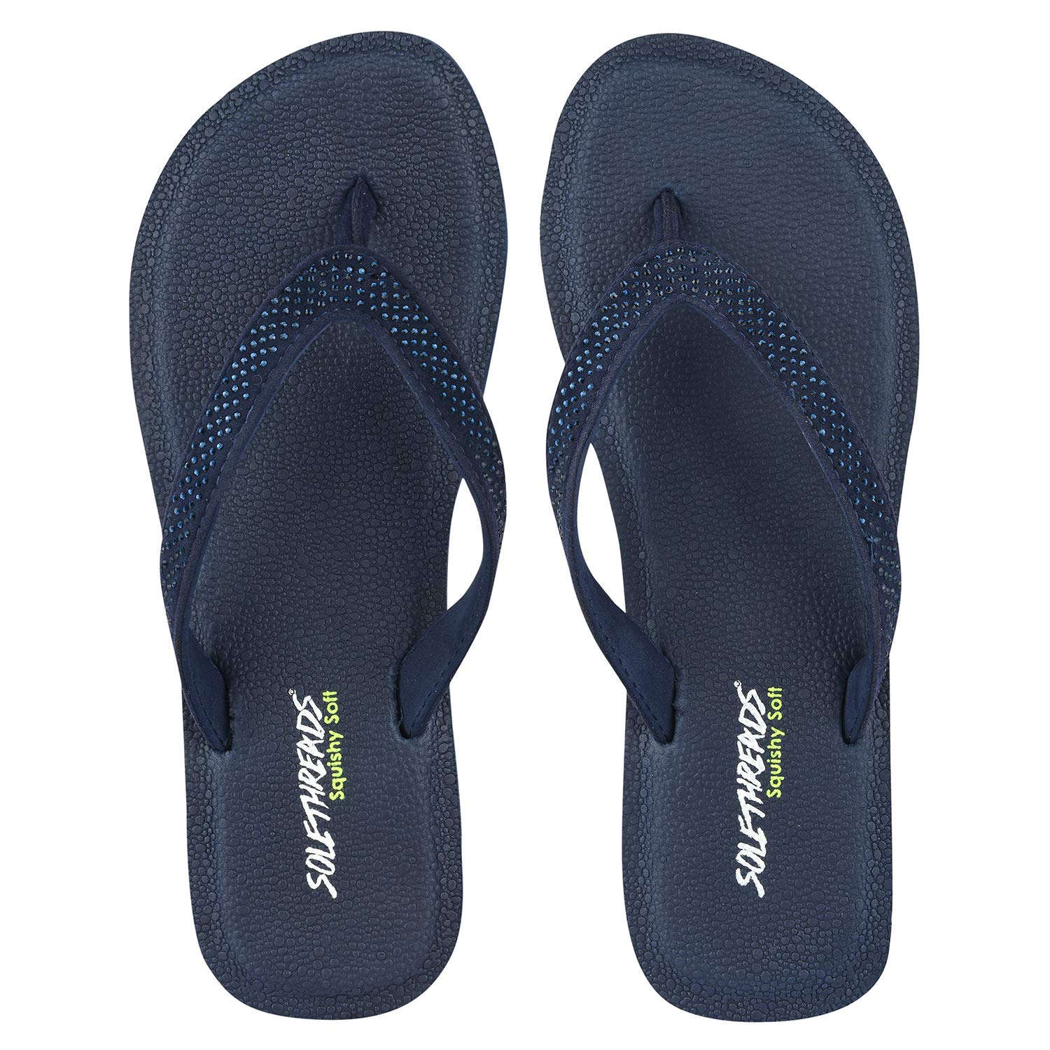 SOLETHREADS SQUISHY V-SHAPE | Super Soft | Comfort | Cushion | Bounce Back | Durable | Handcrafted Upper | Outdoor | Slippers | Thong Sandals | Flip Flops for Women | India/UK Size 4 | NAVY (B08282QT7Q) Amazon Price History, Amazon Price Tracker