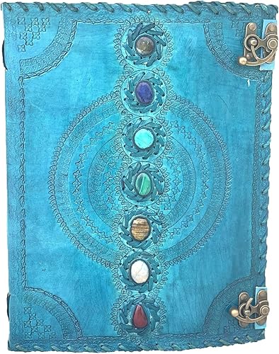 Miniatura 2 de Leather Crafter's Diario de cuero, libro de siete chakras, piedra medieval, hecho a mano, libro de sombras, cuaderno de oficina, libro de poesía,