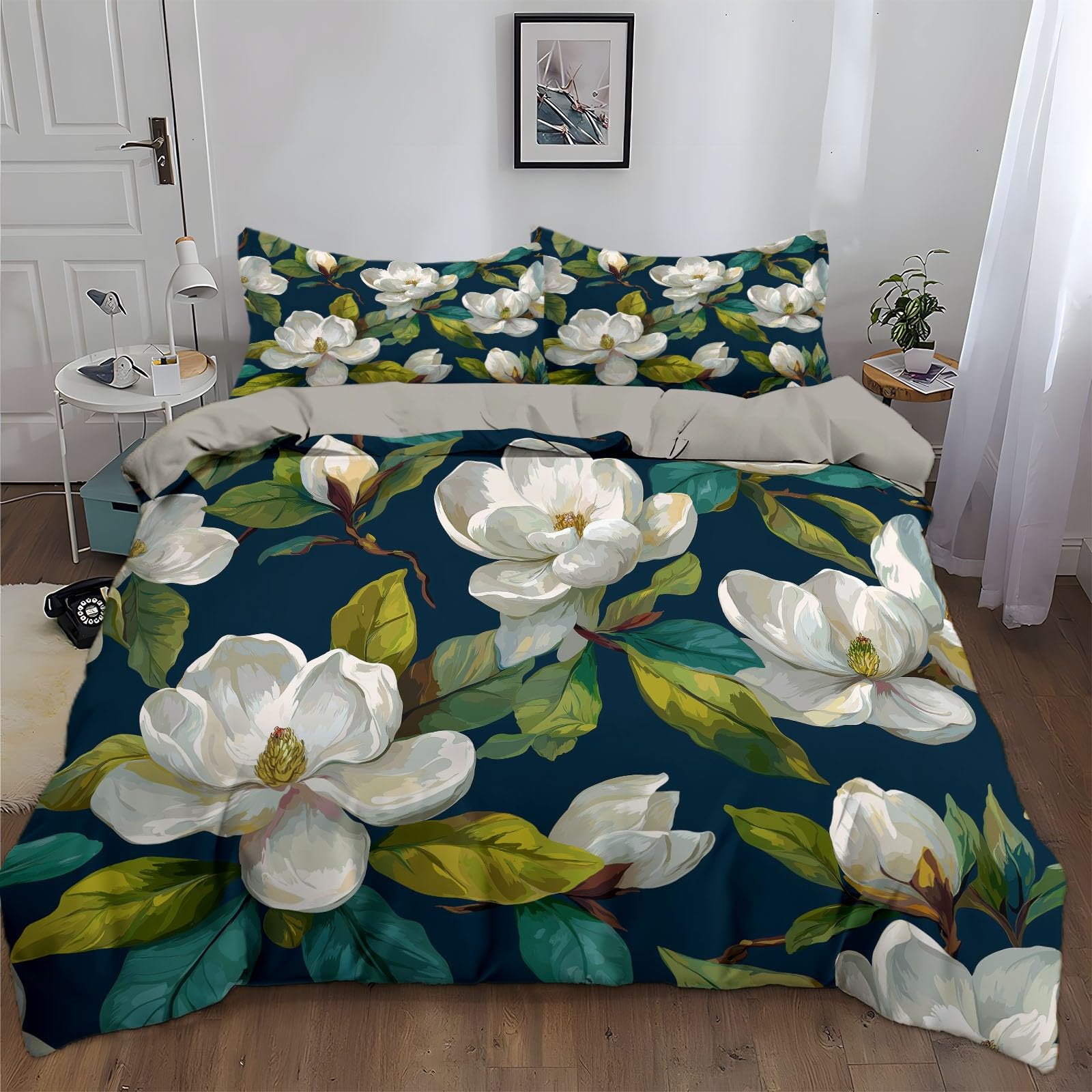 Chambre d'enfant cocooning avec la parure de lit 200x200 cm magnolia couleur naturelle