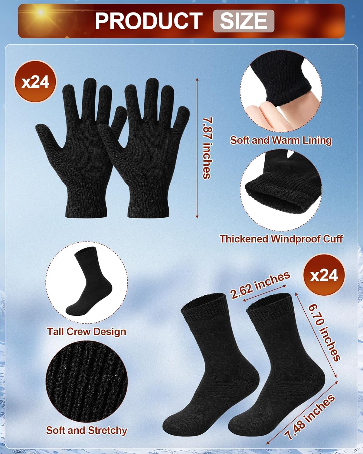 Suhine 96 Pcs Homeless Care Package Supplies Bulk Winter Beanie Hat Gloves Socks Drawstring Backpacks Bulk Item for Homeless - Image 4