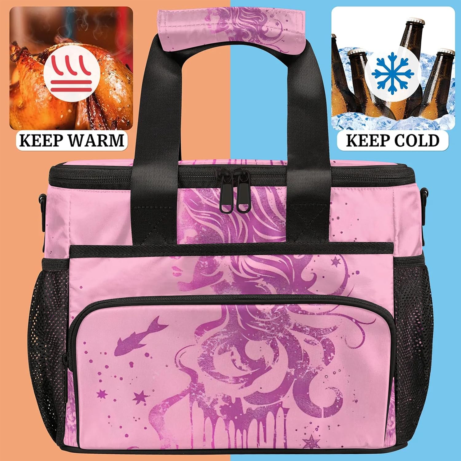 Girl Insulated Picnic Backpack Lunch Box for Women Men Picnic Basket Tote Lunch Bag Picnic Bag Portable Lunch Bags for Picnic, Beach, Work, Trip,Office, Camp