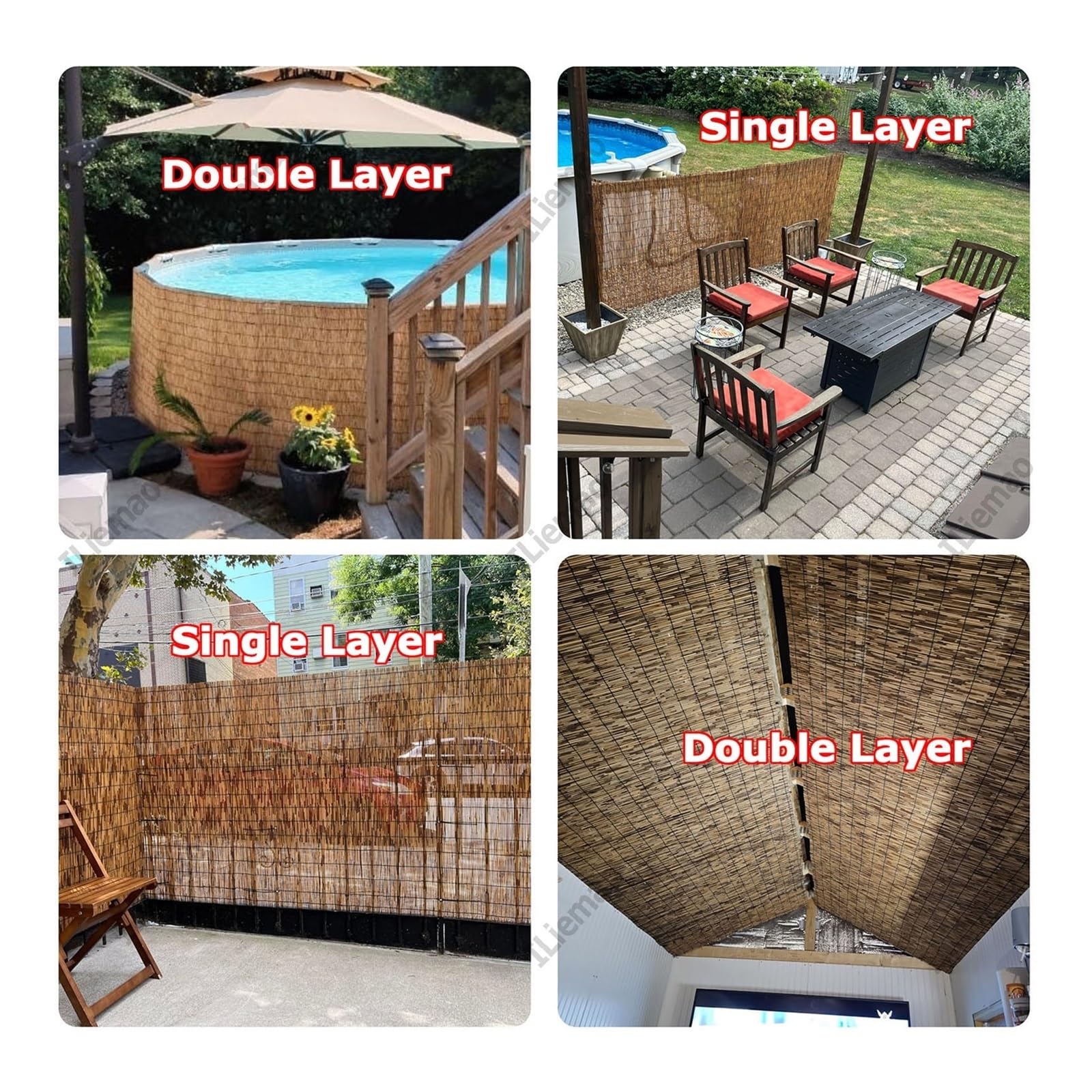 Bambusowy parawan ogrodowy na zewnątrz, ogrodzenie prywatności, 1 x 3 m, 1,5 x 5 m, 2 x 5 m, naturalna przegroda na patio, balkon i podwórko, dekoracyjna ściana graniczna (B2, 1 x 3 m)