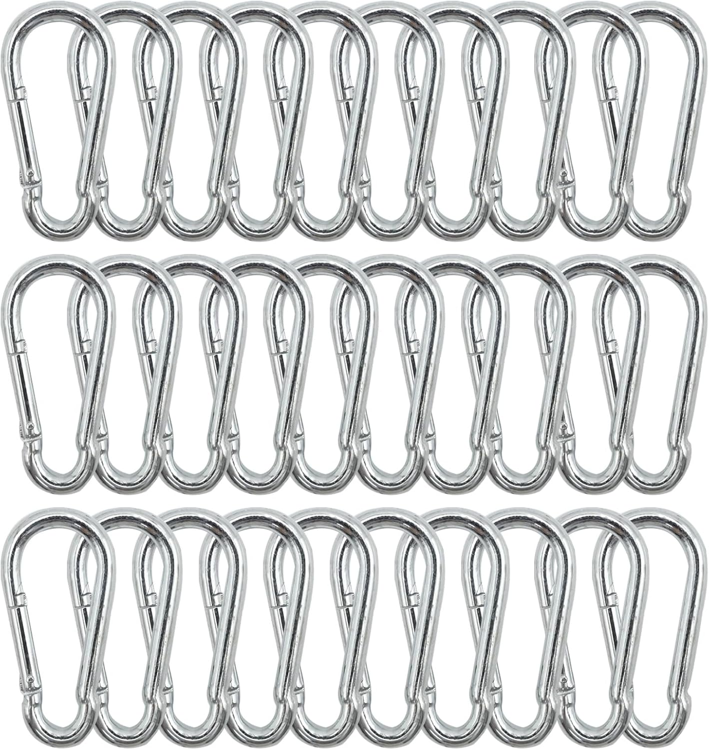 UOIENRT 30Pcs 3" Heavy Duty Spring Snap Hook, M8 5/16 Inch Galvanized Steel Snap Hook Quick Connect Clip, 500LBS Load Quick Connect Keychain Clip Suitable for Outdoor Hammocks and Gym