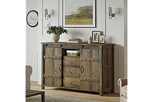 REAHOME Rustic Buffet Cabinet with Sliding Barn Doors & 3 Drawers