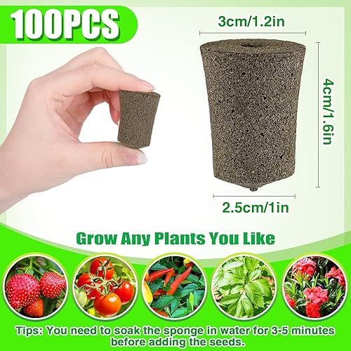 Miniatura 7 de 100 esponjas iniciadoras de semillas para germinar rápidamente, esponjas de crecimiento de raíces de repuesto, tapones rápidos, raíces de flores
