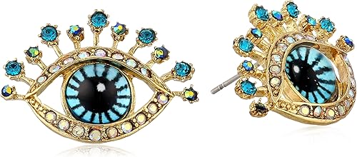 Betsey Johnson Pendientes de ojo, Vidrio, Cristal, vidrio