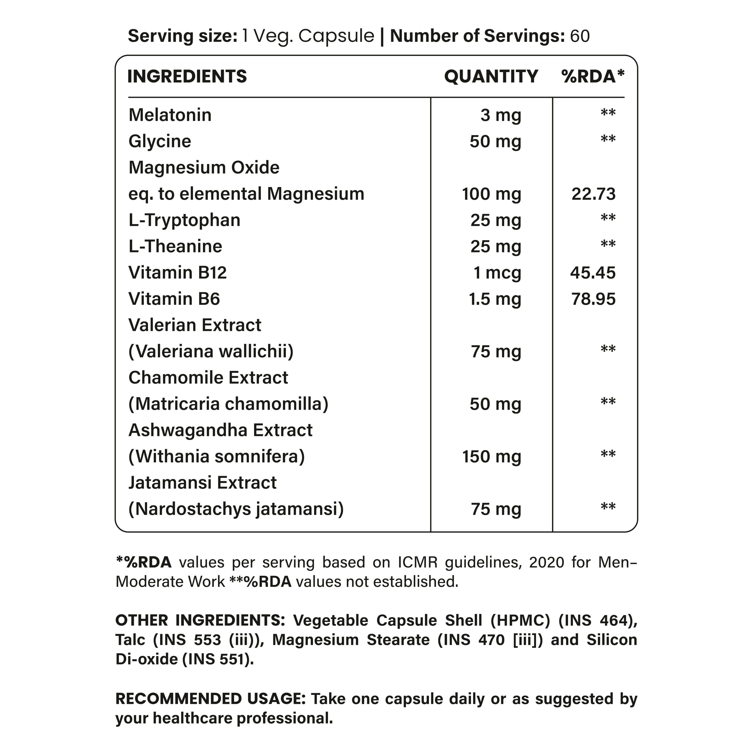 Sleep Essential Capsules – Natural Sleep Aid with Melatonin, Ashwagandha, Valerian, Chamomile, L-Theanine & Magnesium | Anti-Stress & Relaxation Supplement | GMP Certified, Heavy Metal Free | 60 Veg Capsules — Amazon image 3