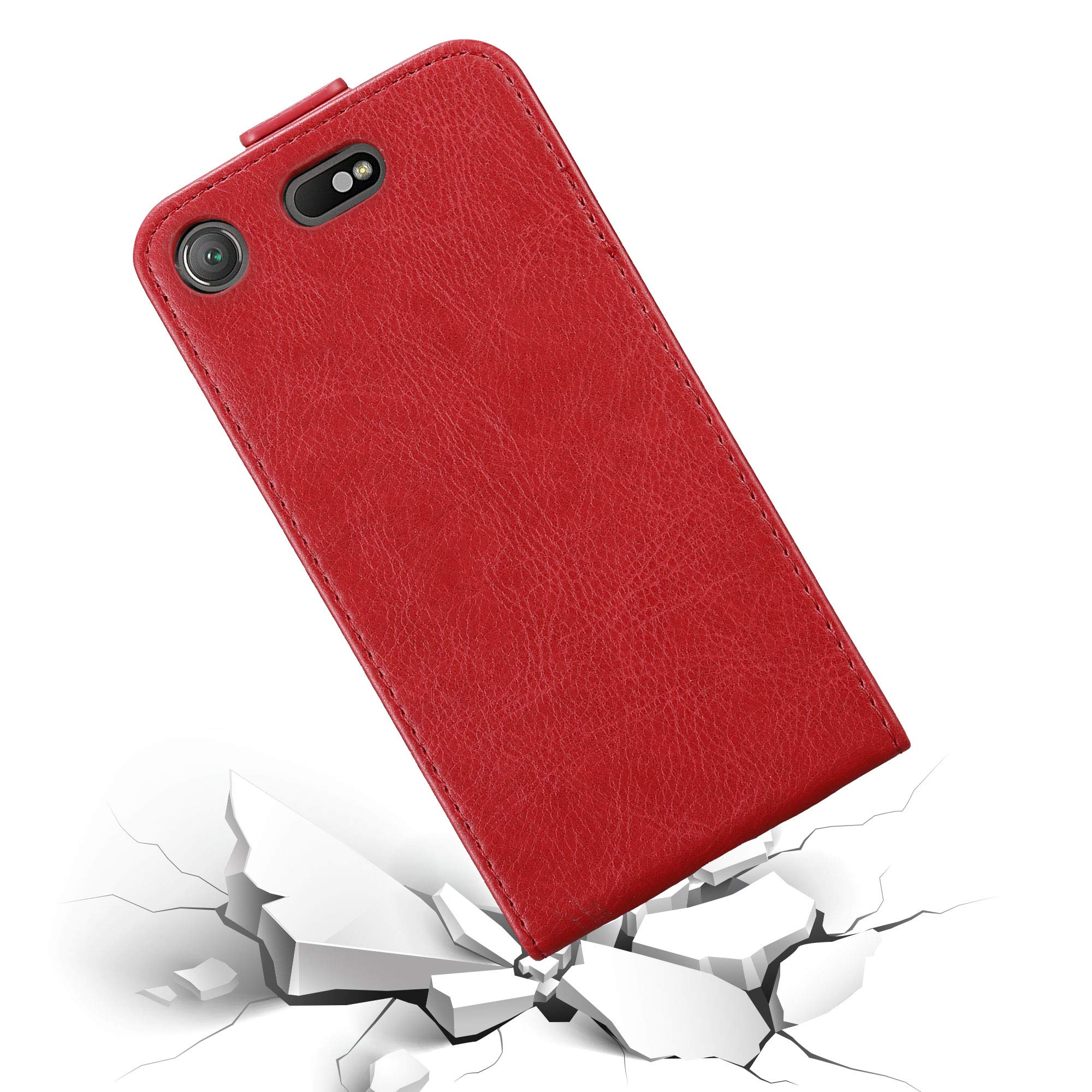 Cadorabo Custodia per Sony Xperia XZ2 COMPACT in ROSSO MELA - Protezione in Stile Flip con Chiusura Magnetica - Case Cover Wallet Book Etui