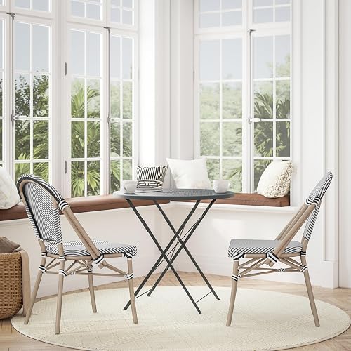 Flash Furniture Marseille 2 Pack Indoor/Outdoor Commercial Bistro Stack Chairs