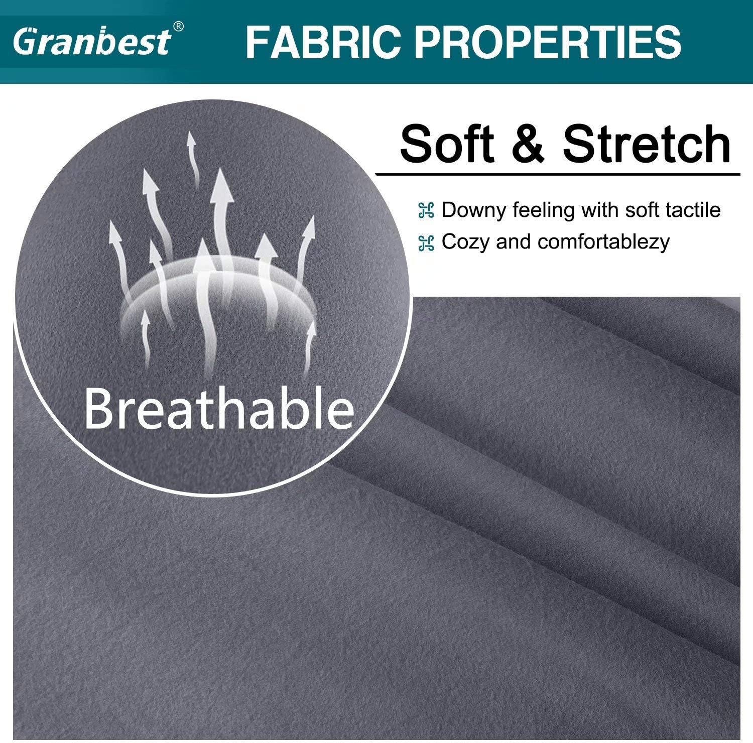 Granbest Stretch Sofa Cover 2 Seater Super Soft Microfiber Couch Cover Sofa Slipcover Non Slip Spandex Furniture Protector for Dogs Pets(2 Seater,Grey) - Image 5