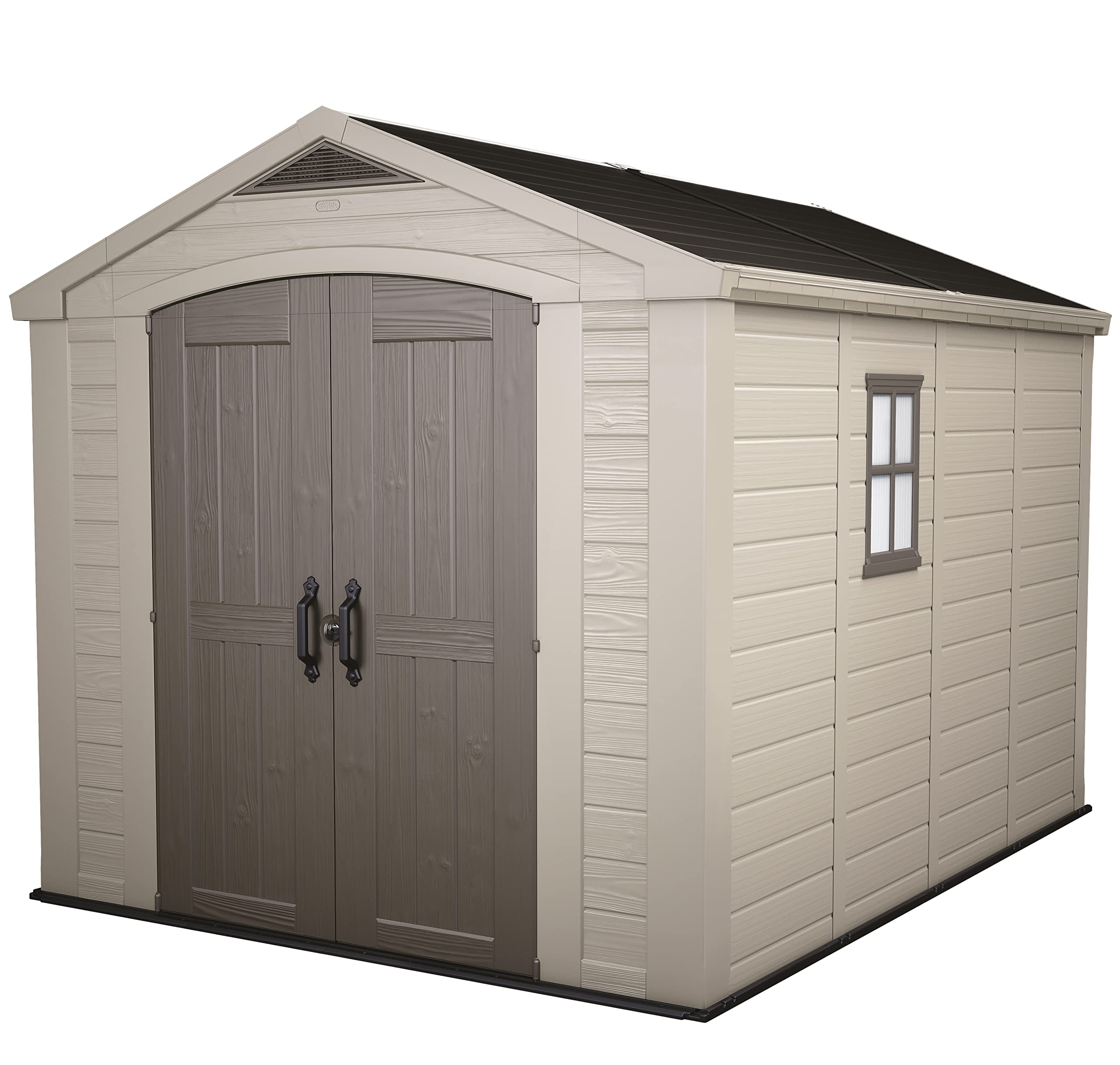 Keter Casetta da Giardino Factor 8x11, Finitura Effetto Legno, Colore Beige, 8 m², 256,​4x331,​5x243H cm