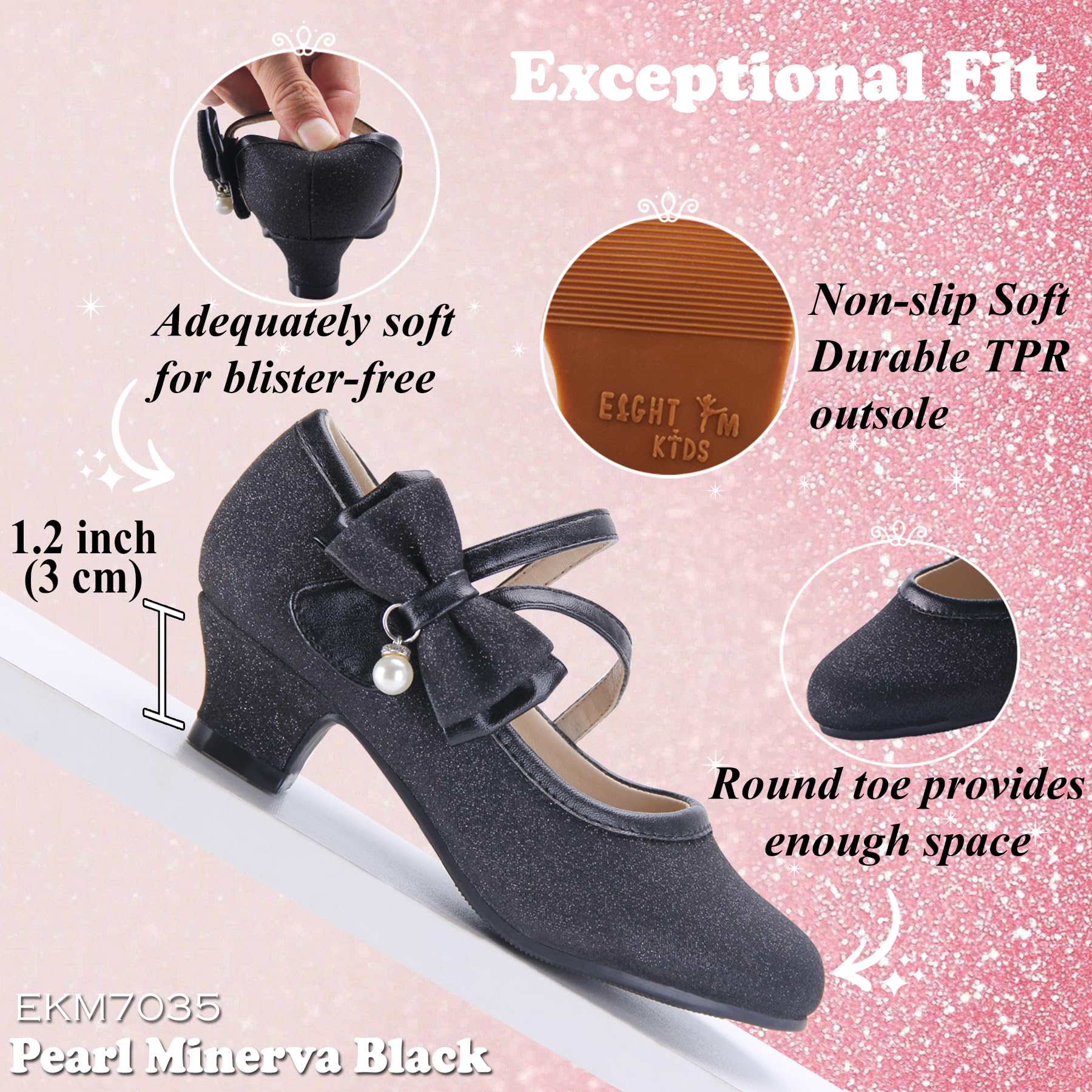 Princess Mary Jane Dress Up Shoes - Girls' Party Pumps for Flower Girl Wedding With Sparkly Design — view 5