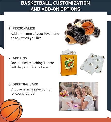 Miniatura 2 de DolliBu Animal de peluche de oso negro con peluche de baloncesto, oso negro suave y abrazable, adorable juguete de peluche para jugar, juguete de