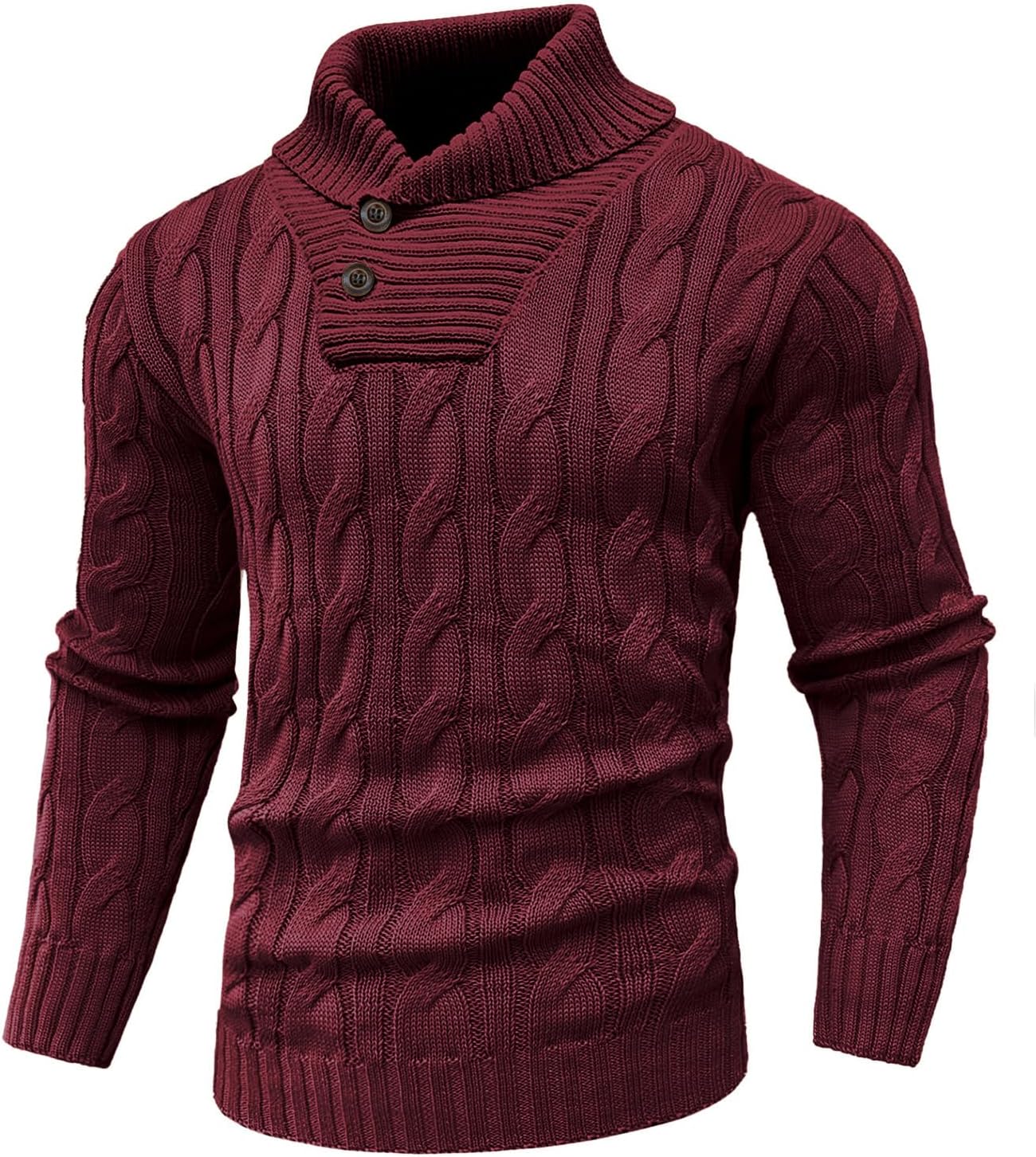 Arcciit Men's Casual Knit Fisherman Sweaters Fall Winter Sweater V-Neck Cable Pullover Warm Knit Sweater for Men
