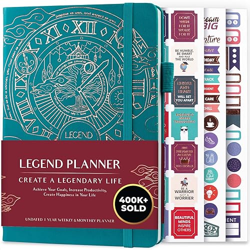 Legend Planner – Weekly & Monthly Life Planner to Hit Your Goals & Live Happier. Organizer Notebook & Productivity Journal. A5 (Viridian Green)