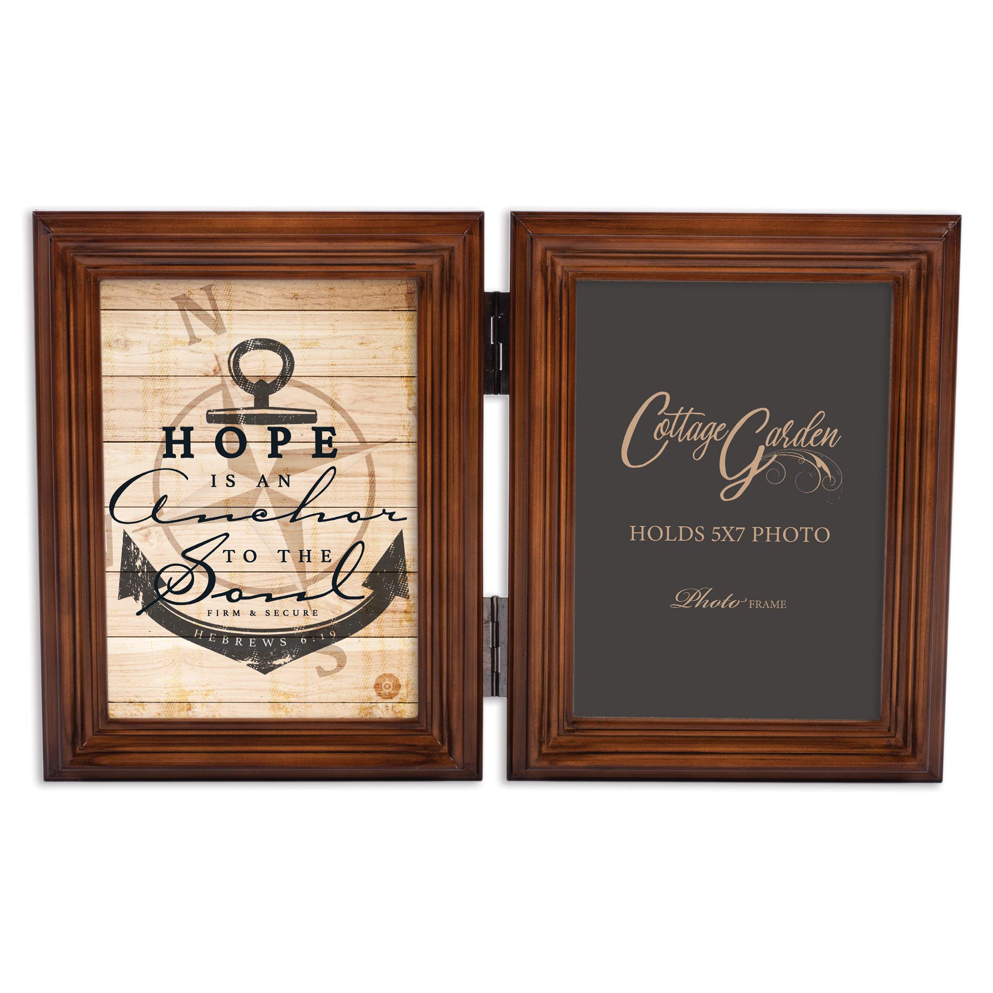 Cadre photo double 5x7 cm Cottage Garden, artisanat d'excellence en bois brun