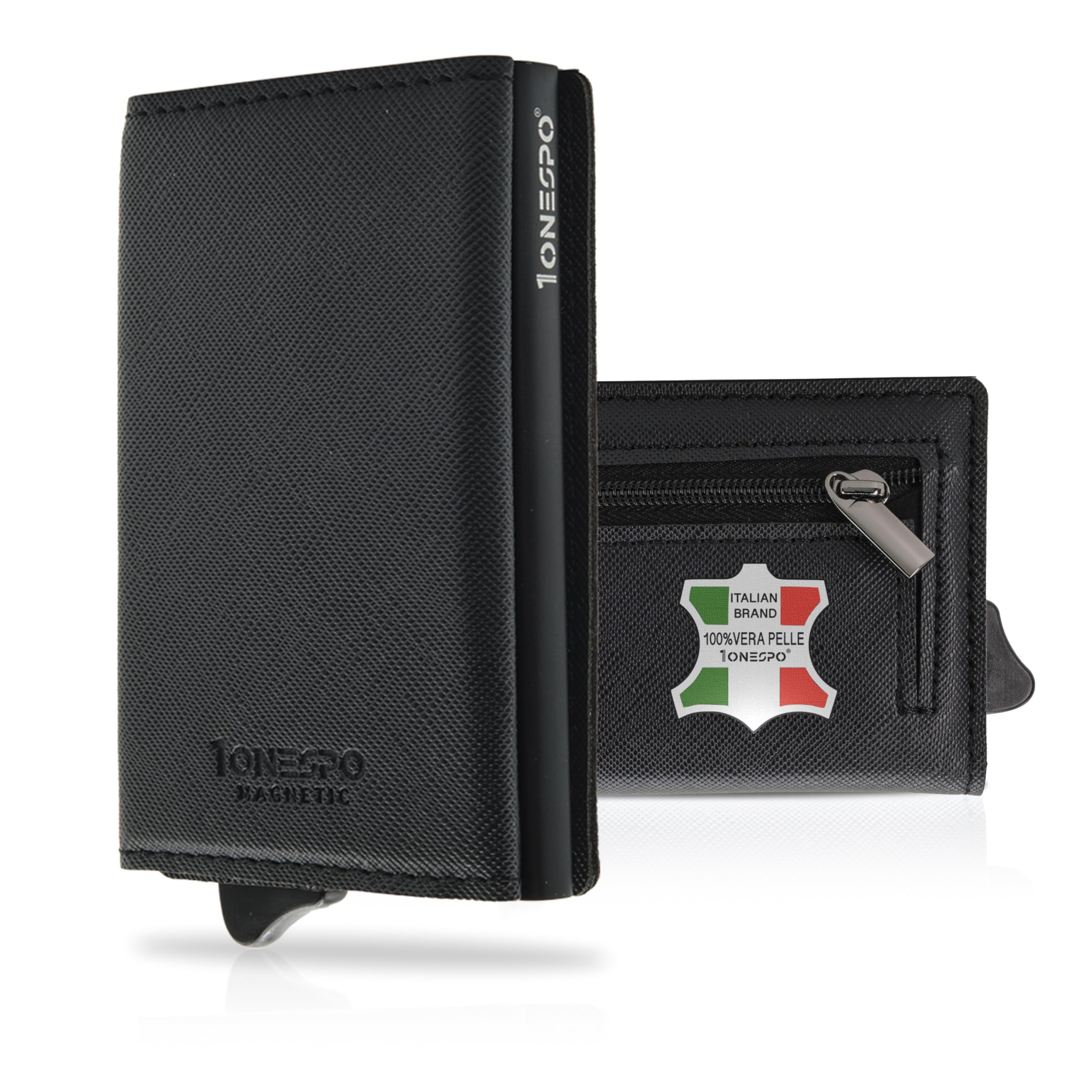  1ONESPO Women's Saffiano Genuine Leather Card Holder - Moda e Qualità
| 1ONESPO Black Saffiano Genuine Leather Women's 