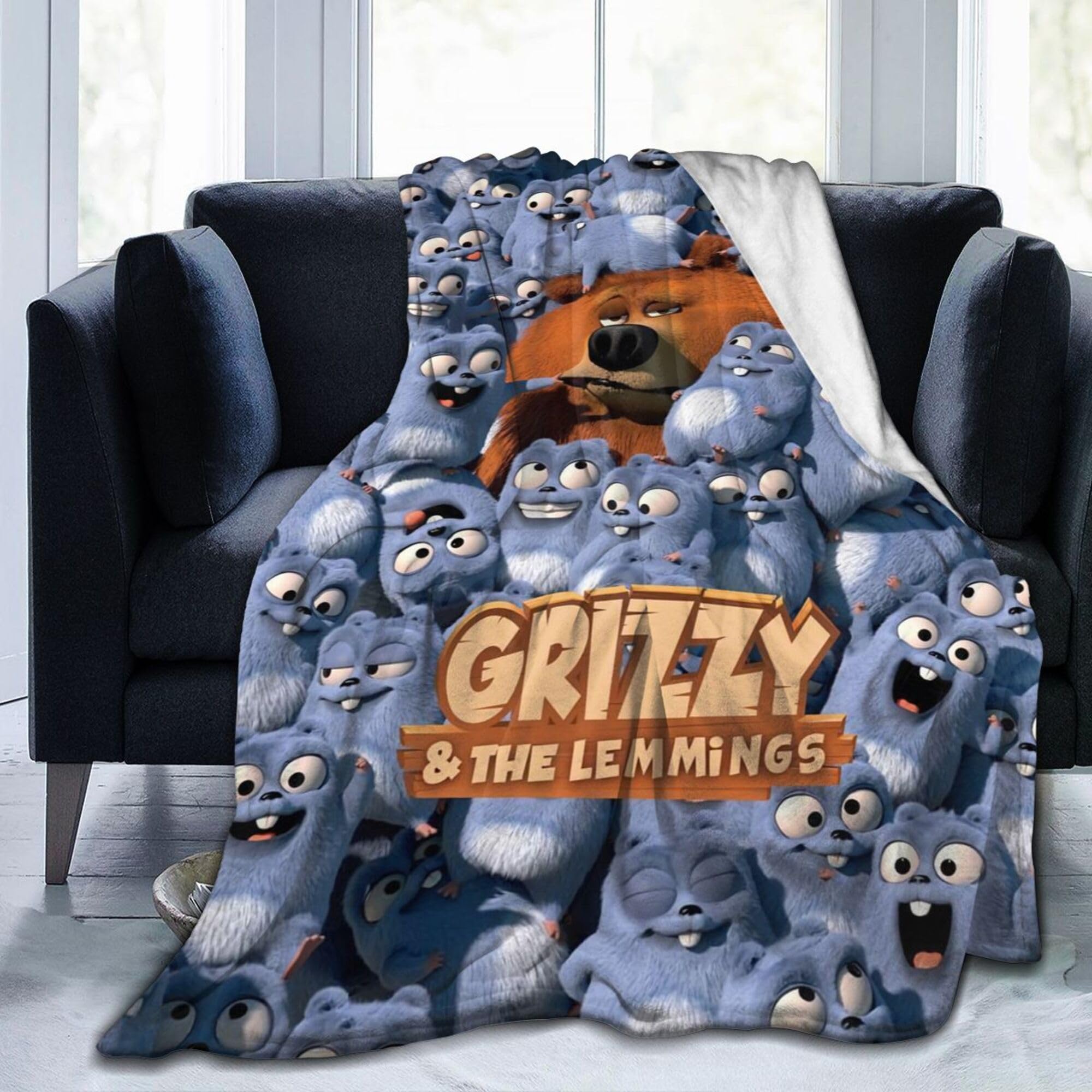 Lawenp Grizzy and The Lemmings Flannel Blanket,Soft Warm Fuzzy Throw Blankets Kids or Adults for Crib Bed Couch Chair Four Seasons Living Room Travel Outdoor 50"x60"
