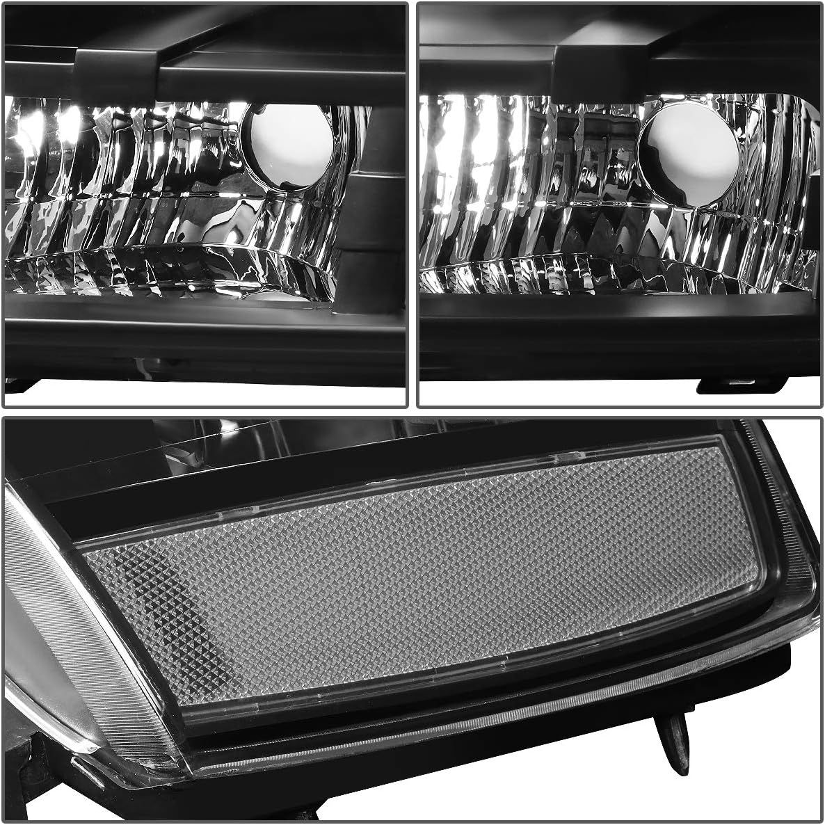 DNA MOTORING HL-OH-CSA07-BK-CL1 Pair Headlights Compatible with 07-14 Chevy Tahoe Suburban 1500/07-13 Avalanche Suburban 2500, Black/Clear