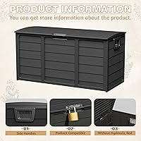 Vista 6 de Caja de almacenamiento para terraza al aire libre de 75 galones, resina resistente con tapa bloqueable, resistente a los rayos UV para muebles