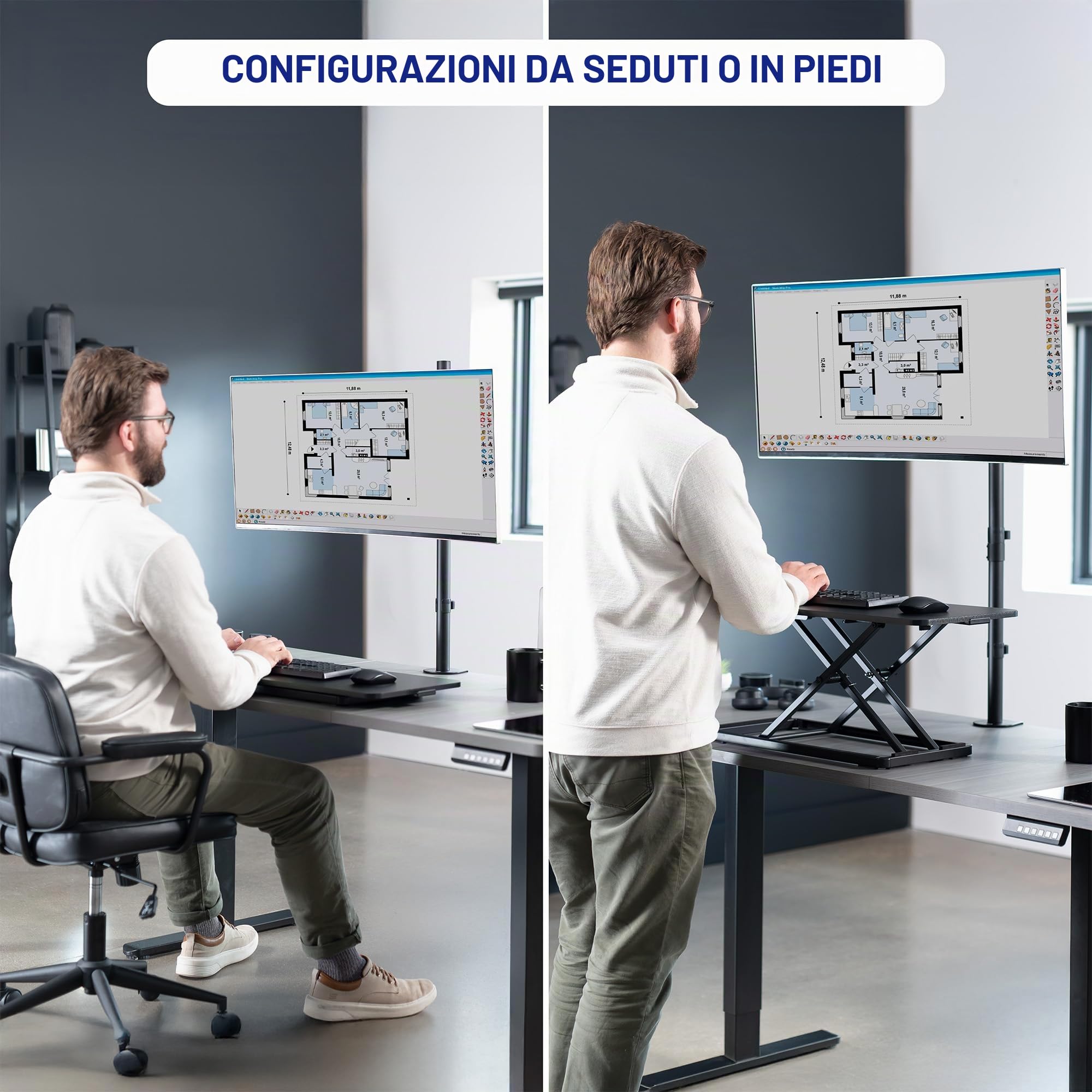 VIVO STAND-V001T - Supporto da tavolo per monitor singolo, extra alto, completamente regolabile per 1 schermo LCD fino a 32", ultra wide screen fino a 38", capacità 10 kg