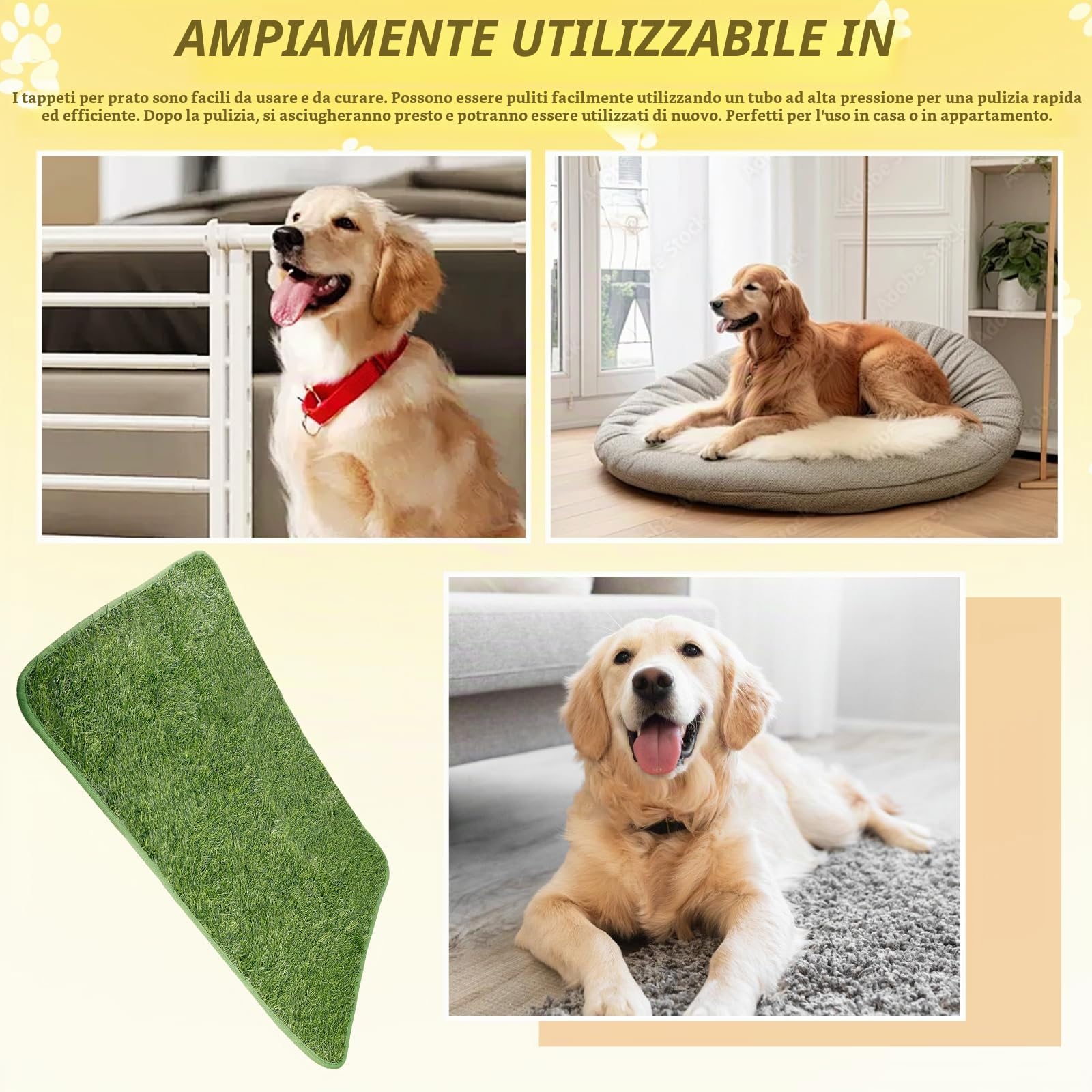 Lettiera per cani in erba artificiale, 50 x 70 cm, tappetino per allenamento per cani, lavabile, tappetino per cani, impermeabile, per casa, appartamento