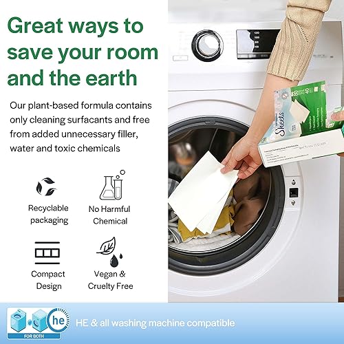 Miniatura 5 de Detergente de lavandería hipoalergénico para viajes, hojas de detergente ecológico, aroma libre y transparente, para viajes, apartamentos,