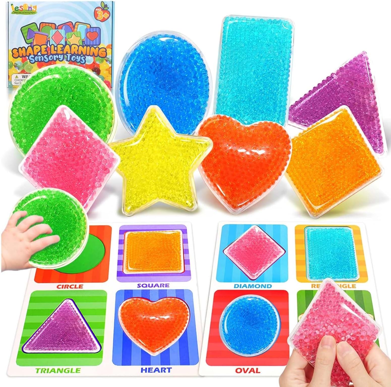 LESONG Sensory Toy for Classroom Calming Down, Education Learning Colors & Shapes Sorting Toys, Squeeze Sensory Toys for Autistic, Fine Motor Skills Game - Gifts