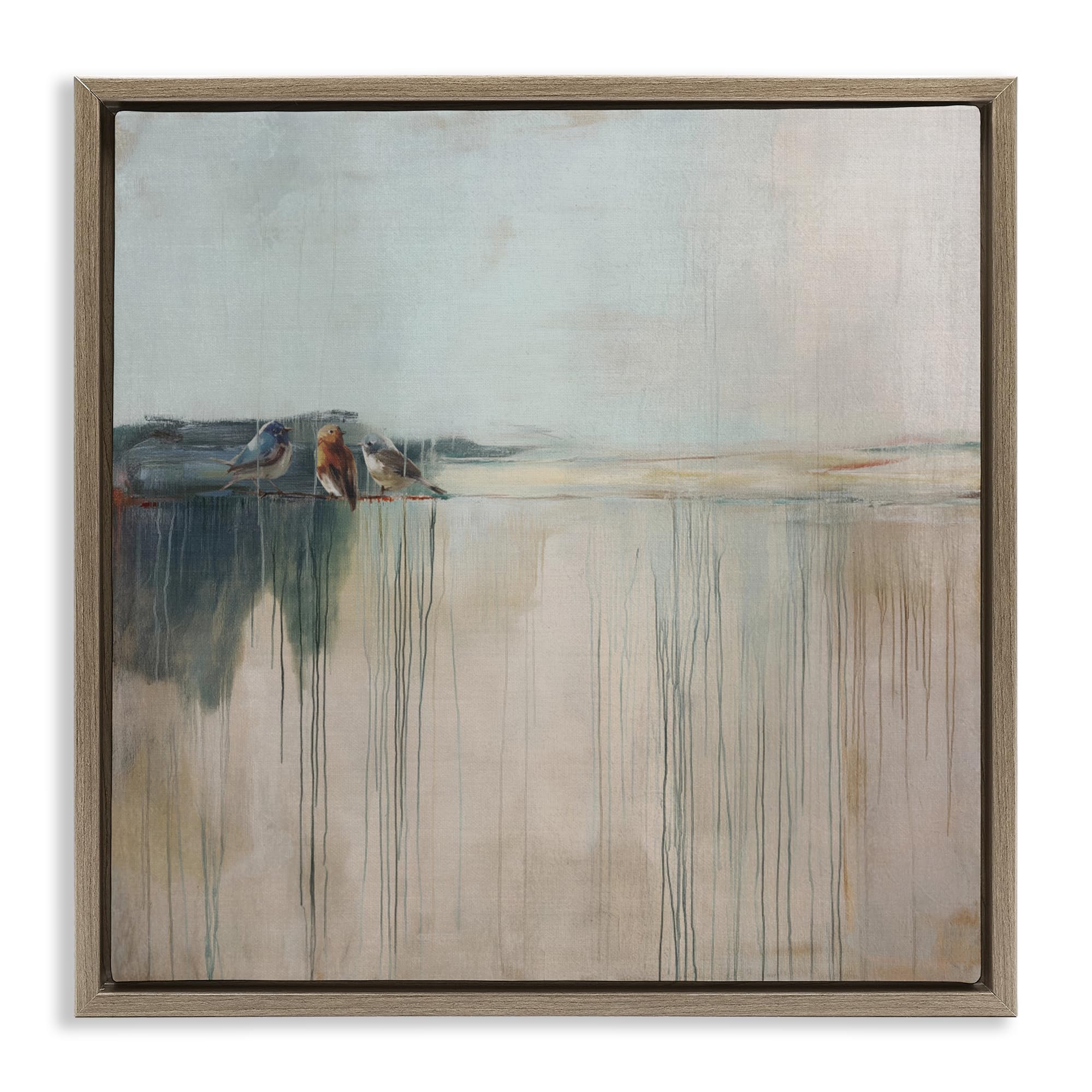 Stupell Industries 'Drips And Feathers Abstract', Floating Frame Canvas Art, Brown, 18 x 18 Inches, Easy to Hang and Sturdy, Made in USA, by Svetlana Aleynikova