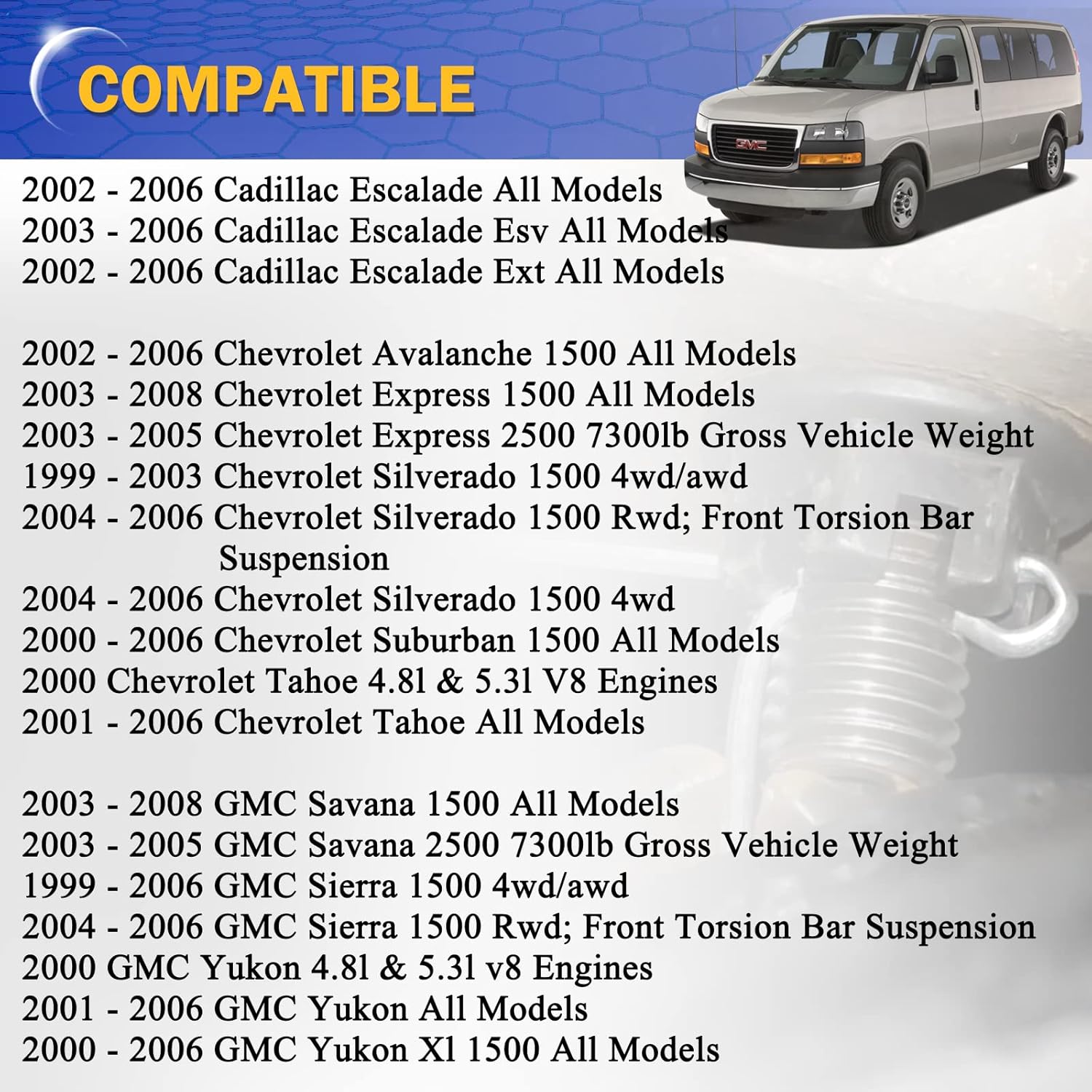 Zinc-Nickel Alloy Front Upper & Lower Ball Joints for 1999-2008 Chevrolet Silverado 1500 GMC Tahoe Sierra Suburban Yukon Avalanche XL Cadillac Classic Escalade Express 2500 ESV EXT Savana K6540 K6541