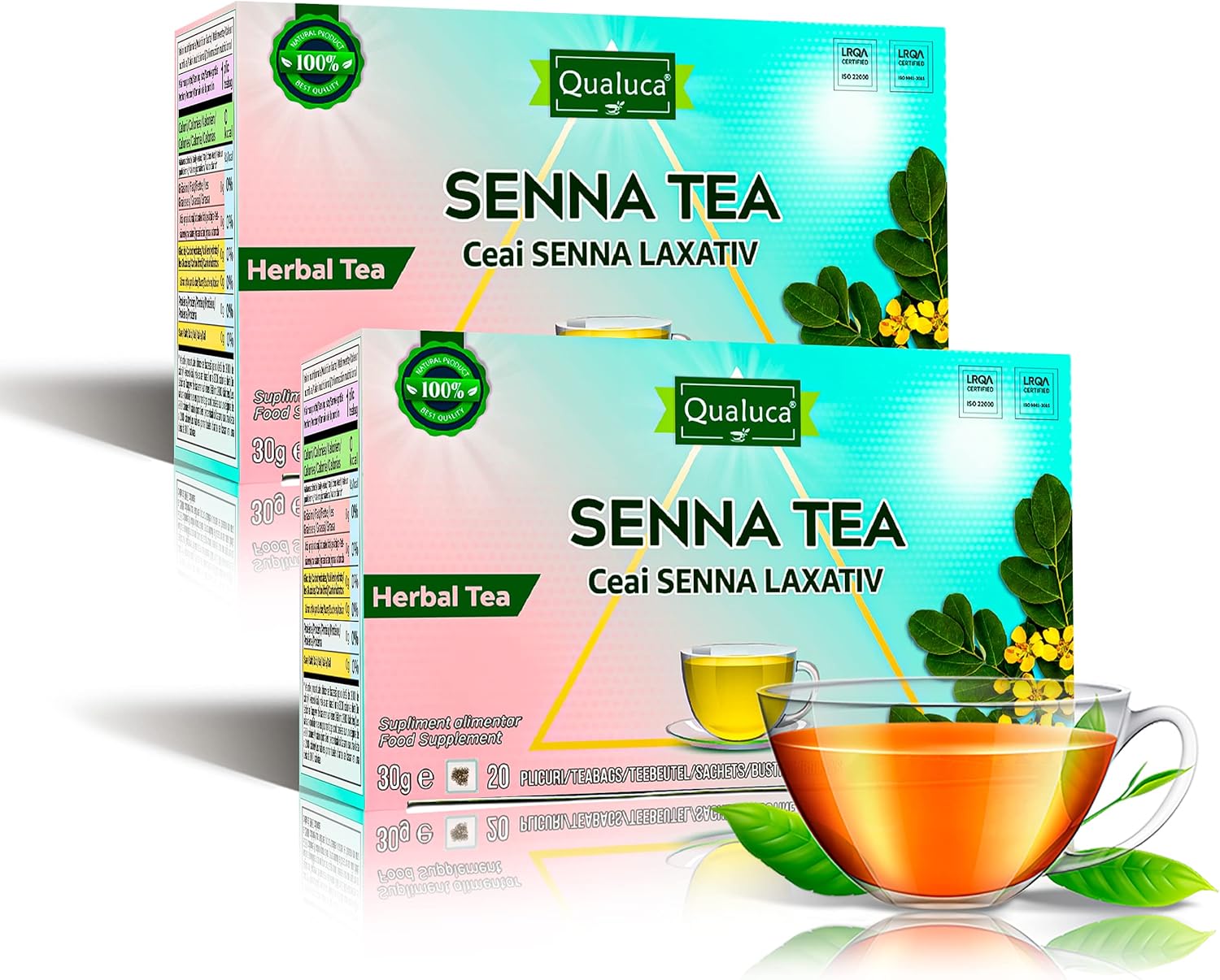 Qualuca | Senna Thee – Laxeermiddel | Senna Thee Natuurlijk Laxeermiddel | Kruidenthee | Pak van 2 | 40 theezakjes | 60g