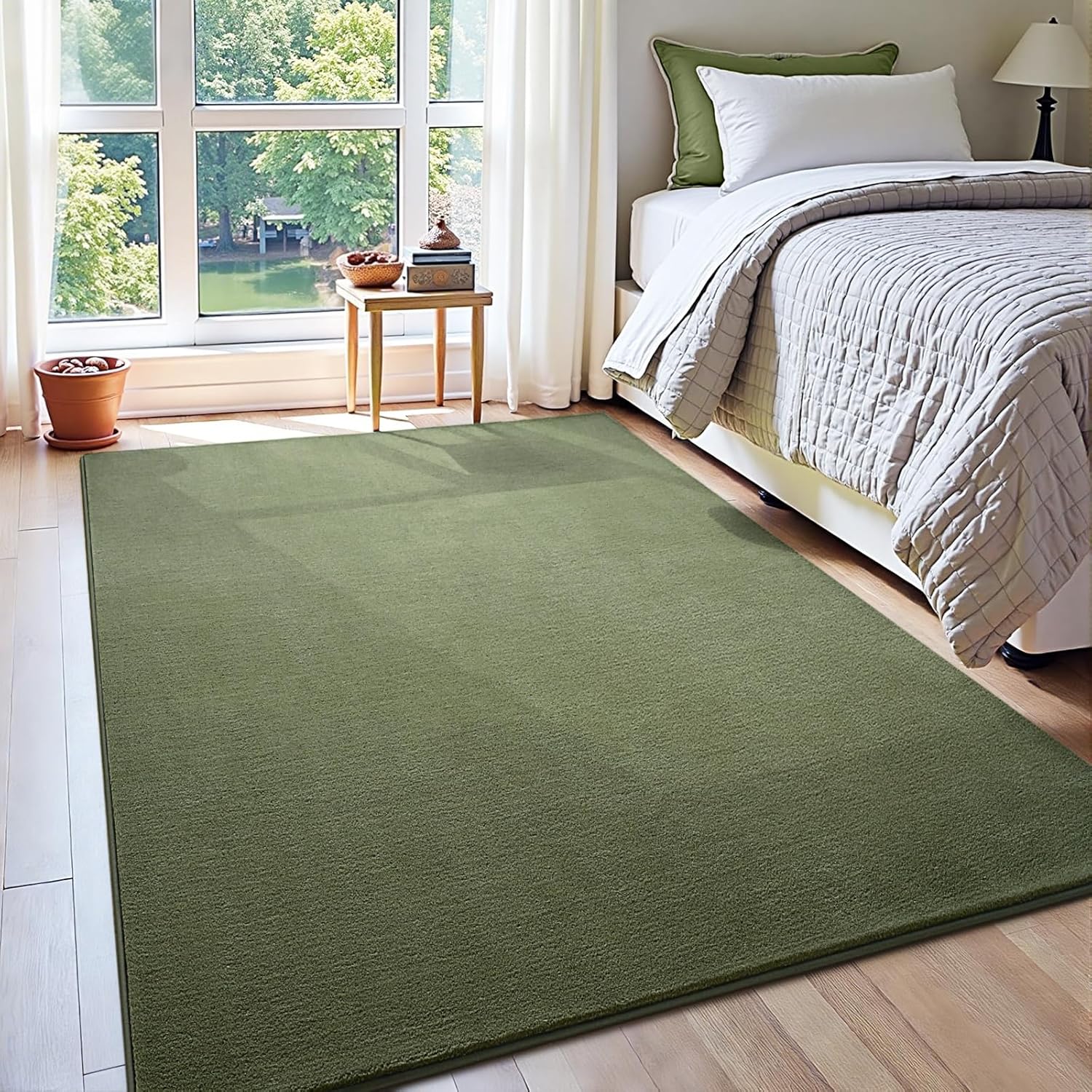 Vasofe 4x6 Soft Rugs for Living Room Bedroom, Sage Green Modern Washable Non-Slip Area Rug, Indoor Memory Foam Fluffy Carpets for Boys Girls Room Playroom Nursery Thick Office Mat Home Decor Sage Green 4' x 6' (Rectangular)