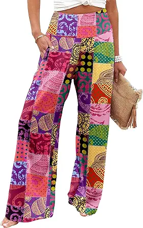 JZC Women's Palazzo Lounge Pants Casual Wide Leg Pants High Waist Flowy Toursers with Pockets