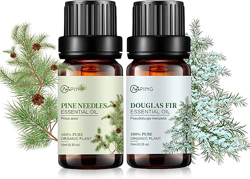 Pine Needles & Douglas Fir Aceites esenciales 100% puros orgánicos naturales para difusor, aromaterapia, spa, masaje, yoga, perfume, cuerpo, 2 x 0.3