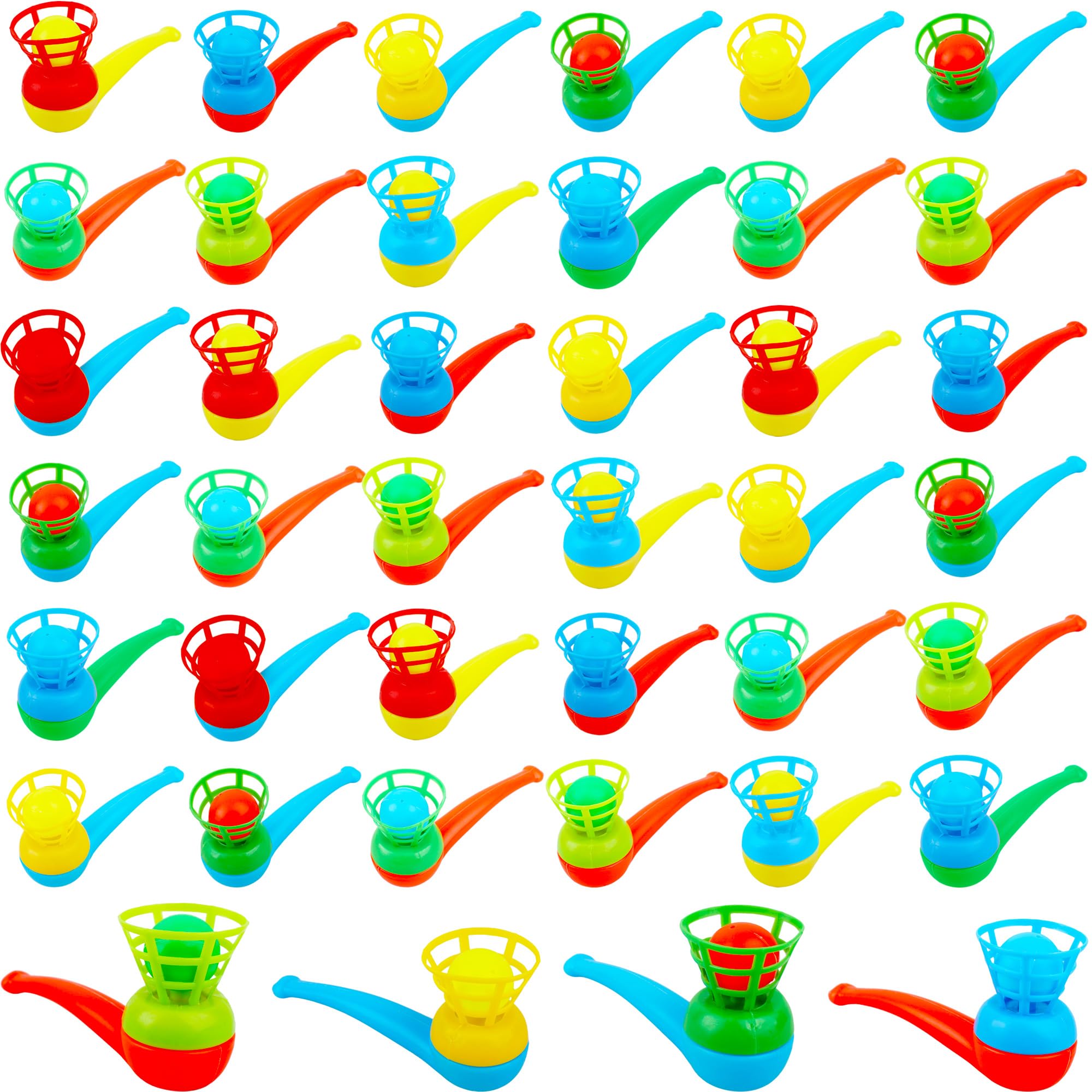40 piezas de bolas flotantes de tubo de soplado de bolas de color aleatorio, juguete de balanza de juguete para niños, suministros de fiesta de bola de soplado