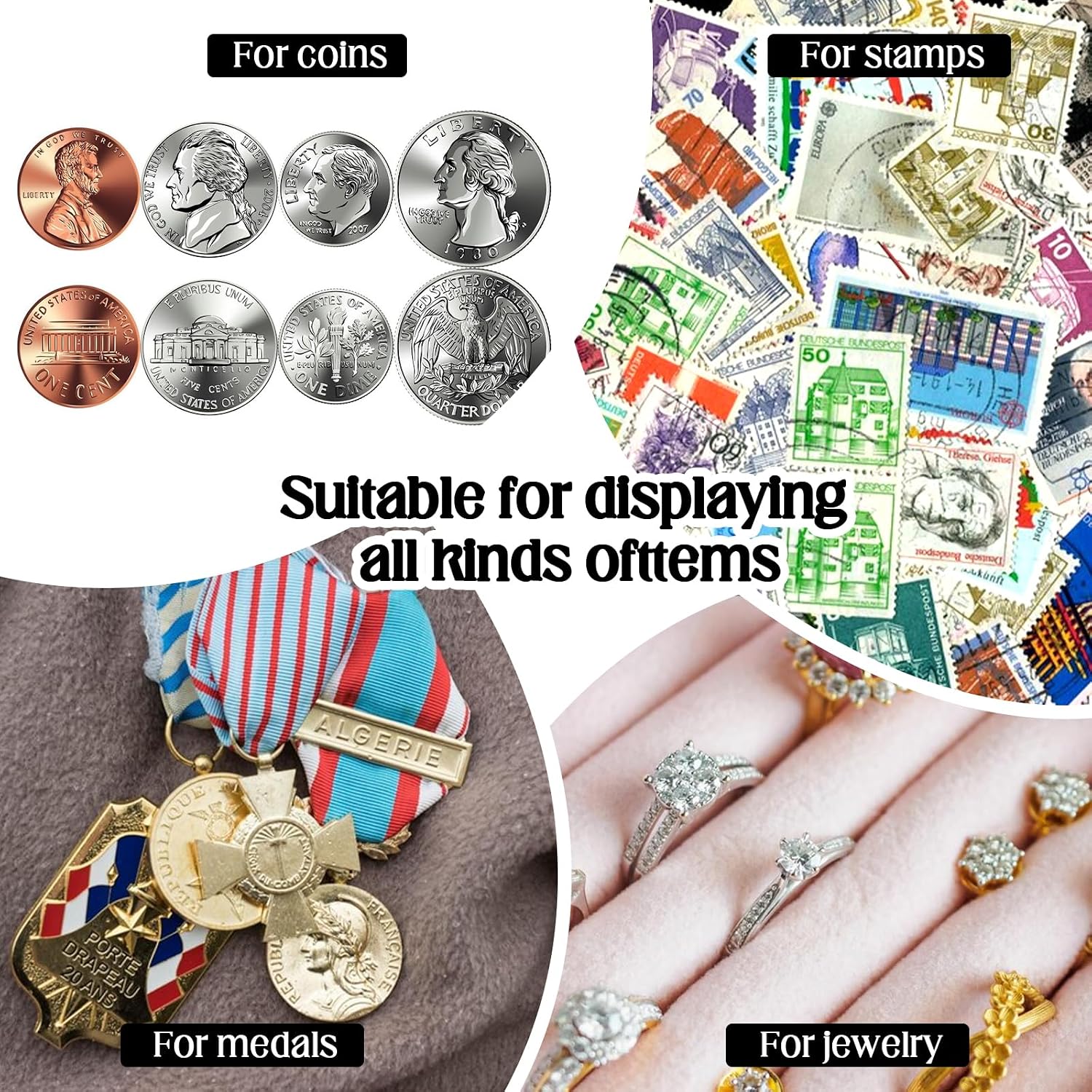 60 Pcs 3D Floating Display Case 2.8 x 2.8 x 0.8 Inch Coin Frame Display Holder Stands for Antique Challenge Coins, Jewelry, Shells, Gems, Minerals, Rocks, Specimen, Pins(Black)