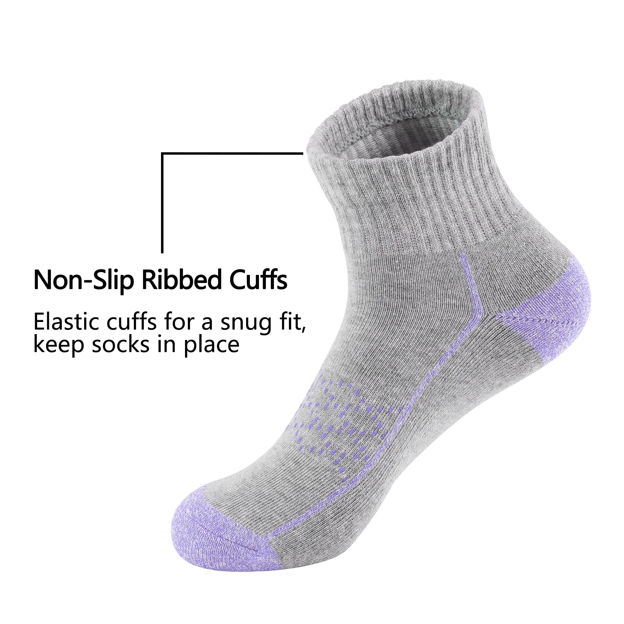 Hepsibah Womens Ankle Athletic Socks Cotton Thick Cushioned Low Cut Running Socks 6 Pack Color Grey 6Pack Size US Shoe Size 9-11