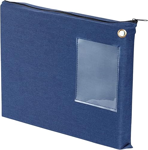 Bolsas de depósito bancario de 14 x 11 pulgadas con cremallera azul entre oficinas, bolsa de tránsito de lona con ojal para documentos, dinero,