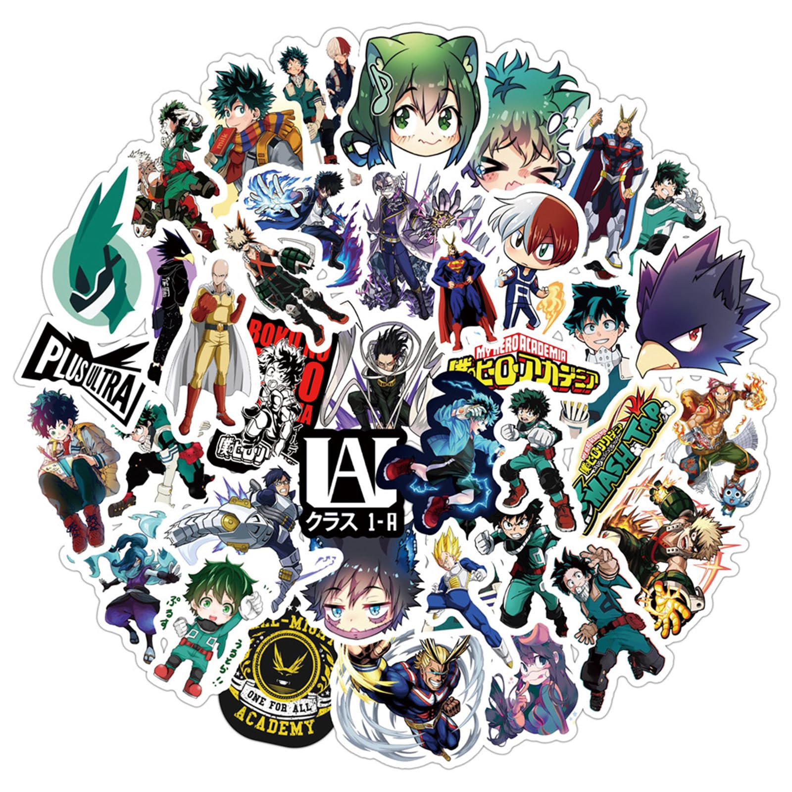 50Pcs Manga My Hero Academia Stickers Mixed Pack,Cartoon Characters Stickers Movie Decorative Sticker for Kids Teens Adults Waterproof Sticker for Water Bottle Laptop (Hero)