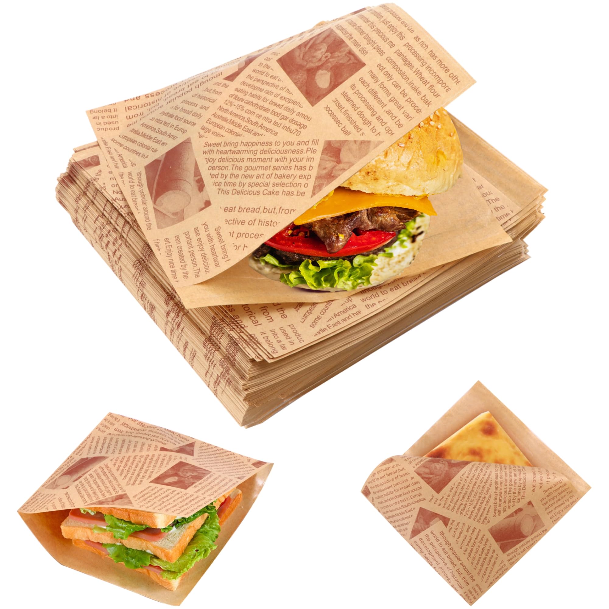 200x Burgerpapier, öl- & Wasserfest, 15 X 15 Cm – Deli-Blätter Für Sandwich, Pommes, Foodtrucks & Partys